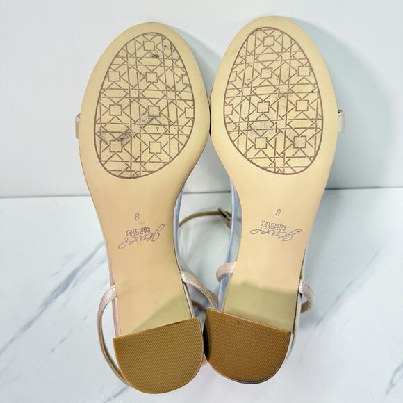 Badgley Mischka Y2K 90s Vibe Rose Satin Formal Bridal Cuban Heel Sandals Size 8 - Picture 9 of 11